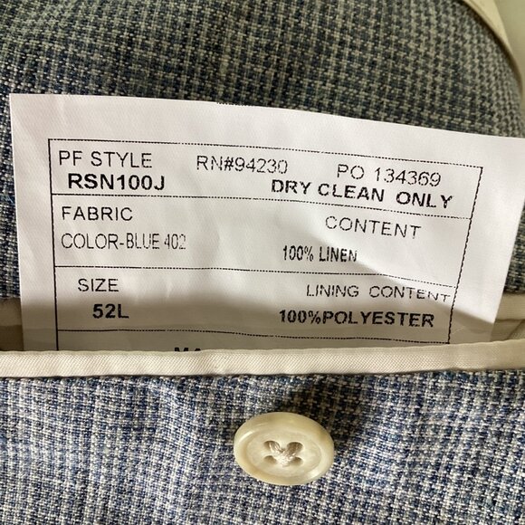 NWT Paul Fredrick Mens 100% Linen Blazer Jacket 52L Classic Fit - Picture 5 of 15